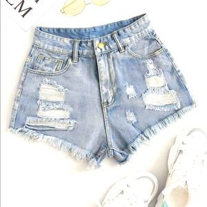 Plus Ripped Denim Shorts - Shein - Mahon Corto